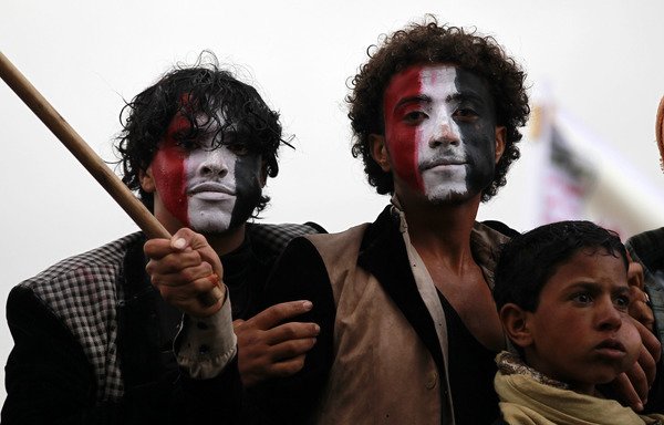 Supporters of the Iran-backed Houthis (Ansarallah) rally in Sanaa on August 1st. A recent report reveals Iran has been funneling weapons into the country via Somalia. [Mohammed Huwais/AFP]