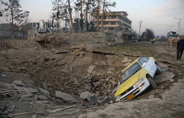 A powerful Taliban truck bomb struck the German consulate in Mazar-i-Sharif on November 10, killing at least two people and wounding more than 100 [Farshad Usyan/AFP]