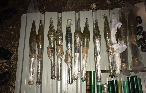The Lebanese army displays weapons and ammunition it seized from an al-Nusra Front cell in Tripoli. Army Intelligence officials arrested the 11-member cell in December. [Photo courtesy of the Lebanese Army Guidance Directorate]