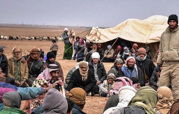 Civilians who fled the 'Islamic State of Iraq and Syria' take shelter in rural al-Raqa. The group has been preventing al-Raqa residents from fleeing as the Syrian Democratic Forces advance on the city. [Photo courtesy of the Syrian Democratic Forces]