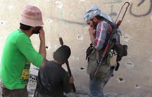 Al-Nusra Front elements in al-Qaboun neighbourhood in Damascus before they withdrew to Idlib in the second week of May. [Photo courtesy of Mohammed al-Abdullah]