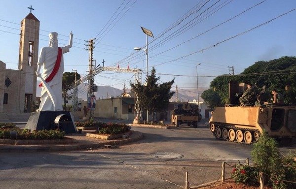Lebanese army units roll through the eastern border town of al-Qaa ahead of an operation to oust the 'Islamic State of Iraq and Syria' from the area. [Photo courtesy of al-Qaa mayor Bachir Matar]