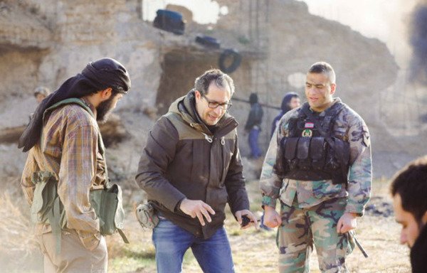 Television producer Tony Maalouf oversees filming in support of a campaign to drum up support for the Lebanese army. [Photo courtesy of Tony Maalouf]