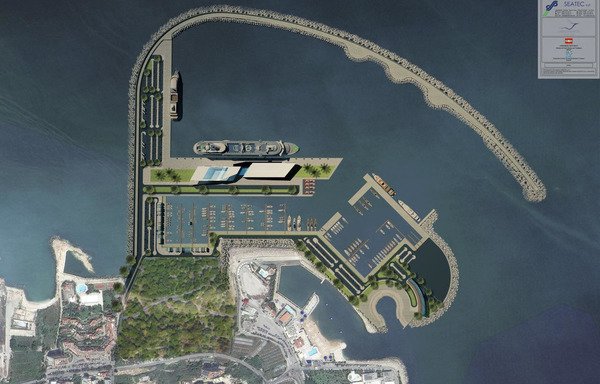 صورة من الجو للمخطط التوجيهي الذي سيكون عليه مرفأ جونيه الجديد بعد انتهاء الاعمال فيه. [حقوق الصورة لروجيه عازار]