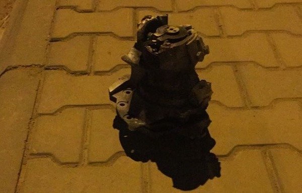 Remnants of a ballistic missile fired by the Houthis from Yemeni territory on Saturday (November 4th) are seen near the Saudi capital of Riyadh, where the missile was intercepted. [Photo circulated on social media]