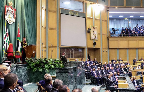 Jordan's King Abdullah delivers a speech as he opens a parliament session in Amman on Sunday (November 12th). The kingdom on Monday hosted a meeting of the international coalition that is battling the 'Islamic State of Iraq and Syria'. [Khalil Mazraawi/AFP]