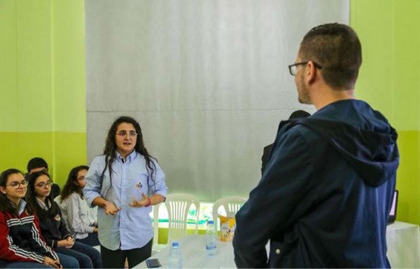 Students at St. George's School in the town of Achache in Lebanon's Zgharta district take part in a conflict resolution class. [Photo courtesy of Dialogue for Life and Reconciliation]