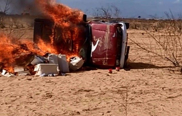Egyptian forces destroyed a four-wheel drive vehicle belonging to militants in North Sinai on Tuesday (December 5th). [Photo from army spokesman Tamer al-Refaie Facebook page]
