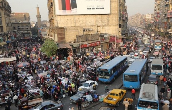 A picture taken on December 12th, 2017 shows an elevated view of al-Attaba district on the edge of downtown Cairo. Egypt is the most populated country in the Arab world with some 96 million inhabitants and the numbers are rising by 1.6 million every year. [Mohammed al-Shahed/AFP]