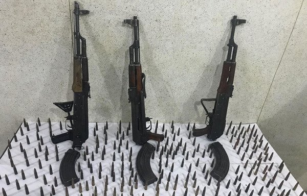 Egyptian forces display weapons they seized from Hasm during a December 31st, 2017, raid. [Photo courtesy of the Egyptian Ministry of Interior]