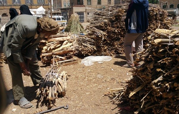 Parts of Yemen under the control of the Iran-backed Houthis are experiencing a severe shortage in cooking gas, forcing residents to revert to firewood. [Abu Bakr al-Yamani/Al-Mashareq]