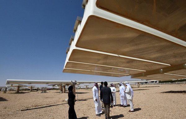 A general view shows the solar plant in Uyayna, north of Riyadh, on March 29th. On March 27th, Saudi announced a deal with Japan's SoftBank to build the world's biggest solar plant. [Fayez Nureldine/AFP]