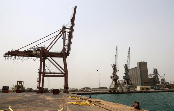 A general view shows the Red Sea port of al-Hodeida on June 24th. [Abdo Hyder/AFP]
