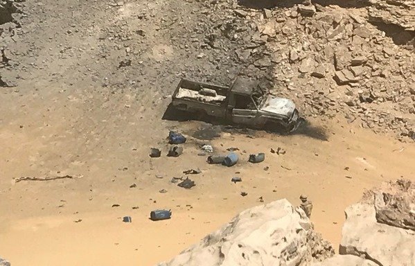 Egypt’s air force targeted a vehicle used by extremists in Sinai as part of Operation Sinai 2018. [Photo courtesy of the Ministry of Defence's Department of Morale Affairs]