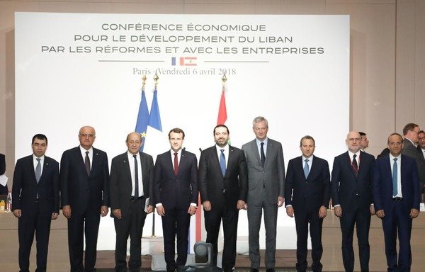 Lebanese Prime Minister Saad al-Hariri attends the Cedre conference in Paris on April 6th. International donors pledged $11 billion in low-interest loans and grants for Lebanon. [Photo courtesy of Lebanon's National News Agency]