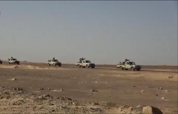 Egyptian military vehicles carry out operations against militants in Sinai as part of Operation Sinai 2018. [Photo courtesy of the Ministry of Defence's Department of Morale Affairs]