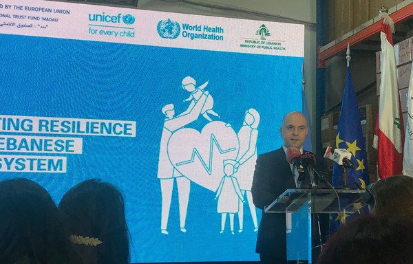 Minister of Public Health Ghassan Hasbani speaks at a December 18th press conference where the EU announced additional funding to support Lebanon's healthcare system. [Nohad Topalian/Al-Mashareq]