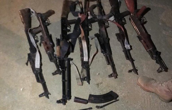 Egyptian forces display weapons they seized from a terror cell in the Western Desert. [Photo courtesy of the Egyptian Ministry of Defence’s Morale Affairs Department]