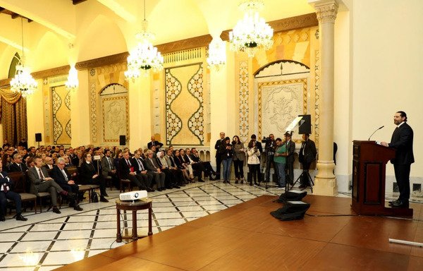 أطلق رئيس الحكومة اللبنانية سعد الحريري خطة لبنان للاستجابة للأزمة 2019 في 31 كانون الثاني/يناير. [حقوق الصورة للوكالة الوطنية للإعلام]