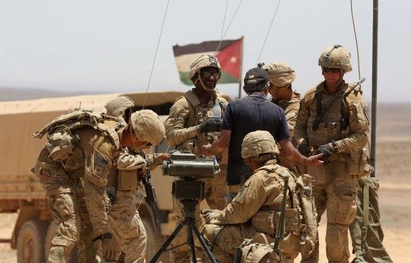 US and Jordanian soldiers take part in the 'Eager Lion' military exercises held in Jordan in 2018. [Photo circulated on social media]