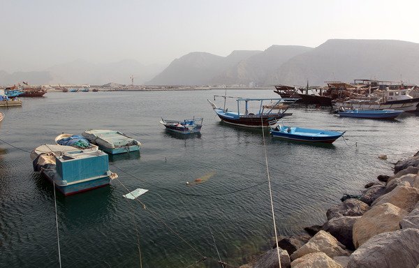 This file photo from July 2012 shows boats moored in the Omani port of Khasab, along the Strait of Hormuz. [Karim Sahib/AFP]