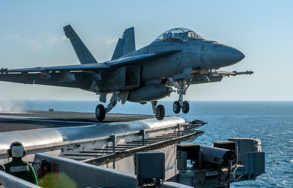 This January 2015 US Navy photo shows an F/A-18F Super Hornet launching from the flight deck of aircraft carrier USS Carl Vinson as the ship conducts flight operations in the US 5th Fleet area of responsibility supporting Operation Inherent Resolve. [AFP PHOTO/HANDOUT/US NAVY/MC2 JACOB G. SISCO] 