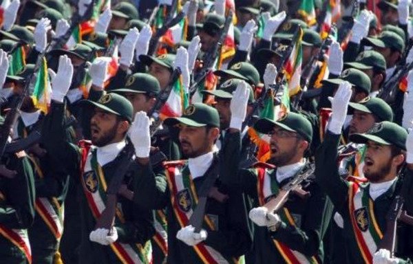 An IRGC unit takes part in a military parade in Tehran. [Photo circulated on social media]