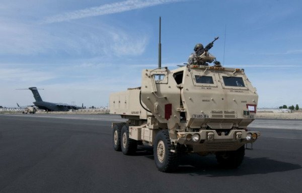 The High-Mobility Artillery Rocket System (HIMARS) is mounted on a fast and highly maneuverable truck frame. [File]