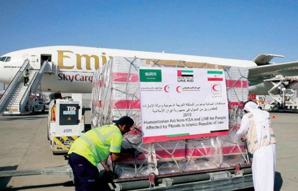 Saudi Arabia and the UAE have provided in-kind aid to flood-stricken Iranians. [Photo circulated on social media]