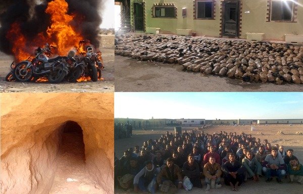 Egyptian armed forces have arrested 158 suspected extremists and destroyed several of their motorcycles and vehicles as part of the operation to clear the Sinai Peninsula of terror elements. [Photo courtesy of the Egyptian Ministry of Defence’s Department of Morale Affairs]