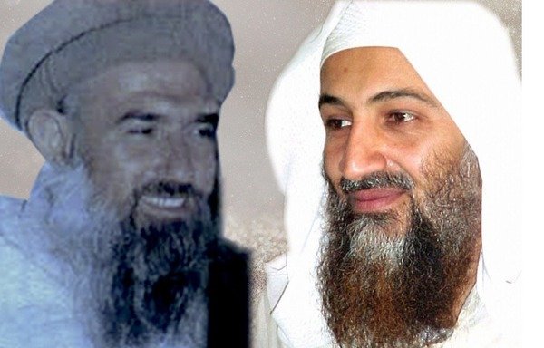 A new magazine attempts to harness the legacy of late al-Qaeda leaders Osama bin Laden (R) and Abdullah Azzam to rally supporters, but in fact shows the infighting plaguing the group. [Photo circulated on social media]