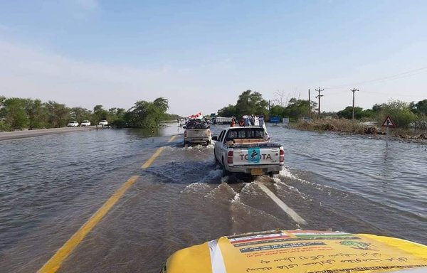 Vehicles belonging to Harakat al-Nujaba militia are seen on April 16th as they transport aid to those affected by floods in Iran. [Photo via Harakat al-Nujaba website]