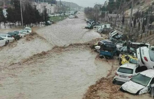 Damage caused by floodwater has ravaged several parts of Iran and has sparked protests about the government's response. [Photo circulated on social media]