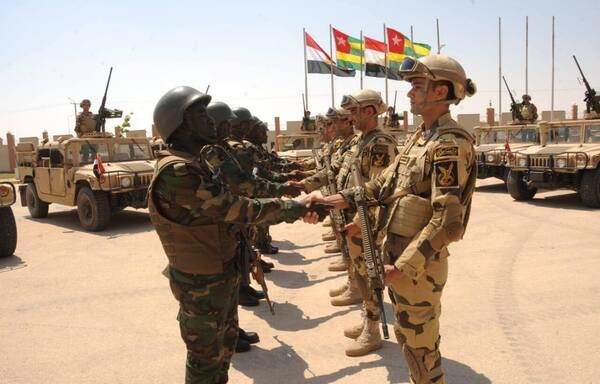 A joint team of Egyptian and Togolese armed forces are seen during a military drill of the Community of Sahel-Saharan States (CEN-SAD) at Mohammed Naguib military base. [Photo courtesy of the Egyptian Ministry of Defence]
