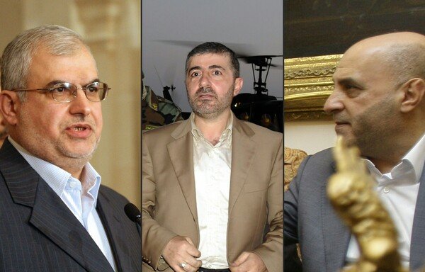 This combination of pictures created on July 10th shows file photos of Lebanese Hizbullah MPs Muhammad Hasan Raad (left) addressing the media in Beirut on September 24th, 2008 and Amin Sherri (right) attending a meeting in Beirut on September 18th, 2010, as well as top Hizbullah official Wafiq Safa (centre) at Beirut airport on July 16th, 2008.  [Hassan Ibrahim, Anwar Amro, Joseph Barrak/AFP]