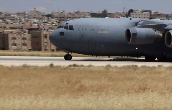 This UAE military plane transported Jordanian soldiers to take part in a joint exercise. [Photo courtesy of the Jordanian Armed Forces]