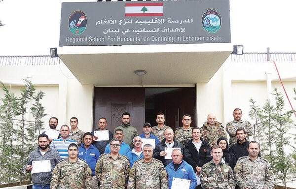 The Regional School for Humanitarian De-mining in Lebanon, established with French support, teaches military personnel and civilians how to safely remove mines and explosives. [Photo courtesy of the Lebanese Army’s Directorate of Guidance]