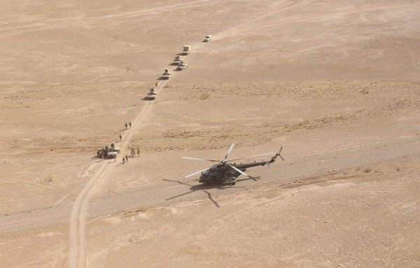 Iraqi military units deploy in the Anbar desert as part of the fourth phase of the 'Will of Victory' security campaign on August 27th. [Photo courtesy of the Iraqi Ministry of Defence]