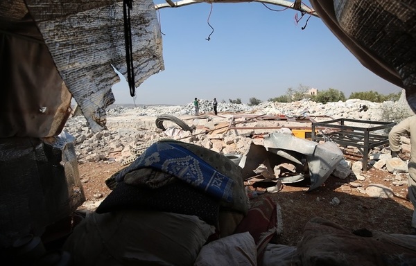 Personal possessions are scattered on the ground in the area where Abu Bakr al-Baghdadi was hiding in rural Idlib. [Photo via Idlib-plus]