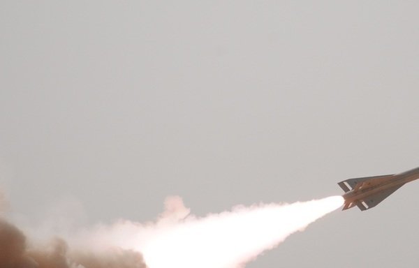 A defensive missile is fired during a military training exercise in Saudi Arabia. [Photo courtesy of Saudi Ministry of Defence]
