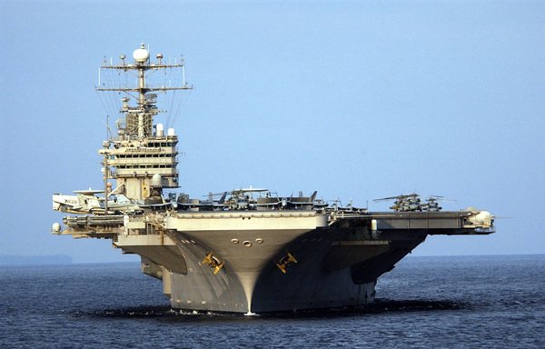 This February 2005 US Navy file photo shows the USS Abraham Lincoln (CVN 72) during operations in the Indian Ocean. [AFP PHOTO/HO/US NAVY Timothy Smith]
