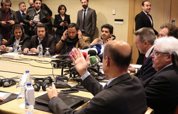UN Special Envoy to Yemen Martin Griffiths and International Committee of the Red Cross President Peter Maurer attend talks with Yemen's warring parties to discuss a prisoners swap on February 5th in Amman, Jordan. [Khalil Mazraawi/AFP] 