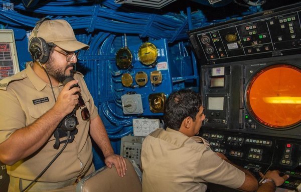 Saudi soldiers monitor a radar screen during the International Maritime Exercise 2019 (IMX 19). [Photo courtesy of the Saudi Press Agency]