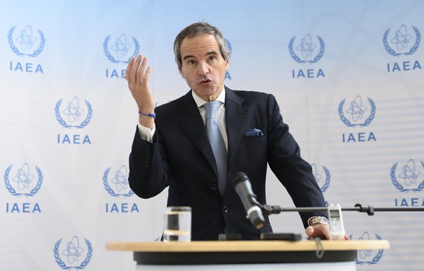 Newly-sworn in director general of the International Atomic Energy Agency Rafael Grossi speaks during a press conference at the agency's headquarters in Vienna on December 2nd. [Joe Klamar/AFP]