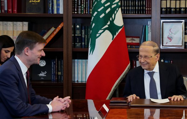 US undersecretary of state for political affairs David Hale meets with Lebanon's President Michel Aoun in Beirut on December 20th. Hale is in Lebanon for meetings with top officials. [Anwar Amro/AFP]