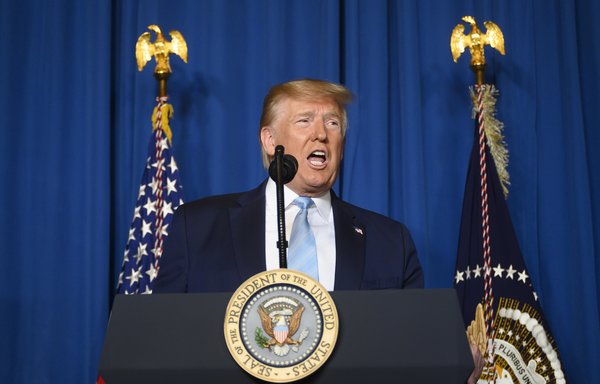 US President Donald Trump makes a statement on Iran at the Mar-a-Lago estate in Palm Beach Florida on January 3rd. [Jim Watson/AFP] 