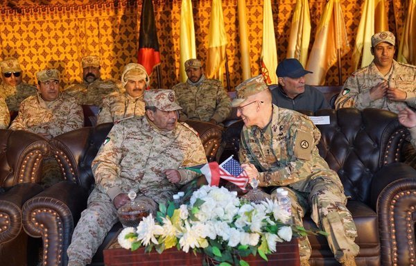 Assistant Commander of the Kuwait Land Forces Maj. Gen. Meshaal Abdullah and Maj. Gen. David C. Hill, deputy commander of U.S. Army Central, are seen at the conclusion of the Dasman-1 joint training exercises on February 10th. [Kuwait Armed Forces/Twitter]