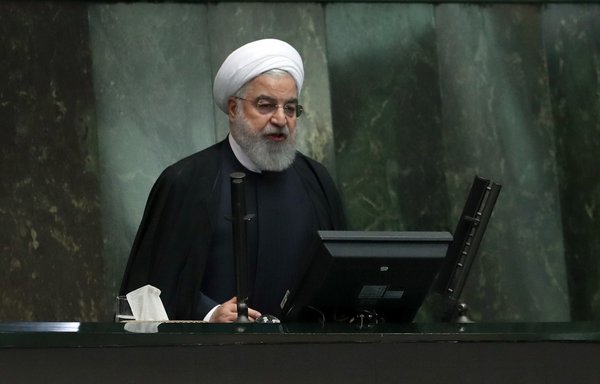 Iran's President Hassan Rouhani delivers a speech presenting the Islamic republic's new budget for the financial year starting late March 2020. On February 21st, the FATF reinstated sanctions against Iran saying it has not taken sufficient measures against money laundering and the financing of terrorist groups.[STR/AFP]