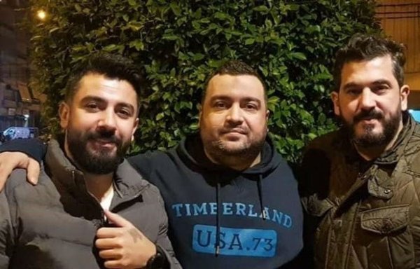 Hassan Nasrallah's son Jawad is seen wearing an American sweatshirt in this photo, which has been widely circulated on social media since the Hizbullah chief called for a boycott on US products on February 16th.