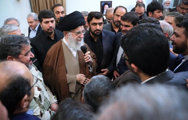 IRGC Brig. Gen. Gholamreza Jalali accompanied Iran's Supreme Leader Ali Khamenei as he visited Passive Defence Organisation personnel, in a photograph circulated online in October 2018. [File]